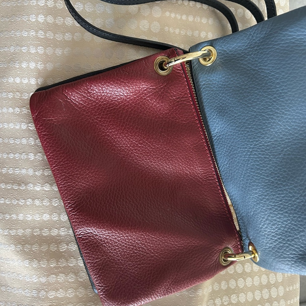 Crossbody Bags from Italy: 3 Tri-Colored Soft Leather in Blue, Black and Red